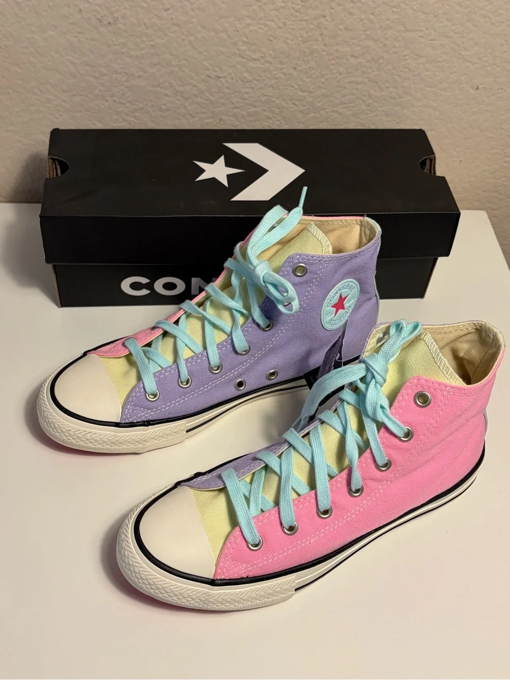 NEW Converse Chuck Taylor All Star Hi Kids Junior Colorblock Pink Purple 663996C